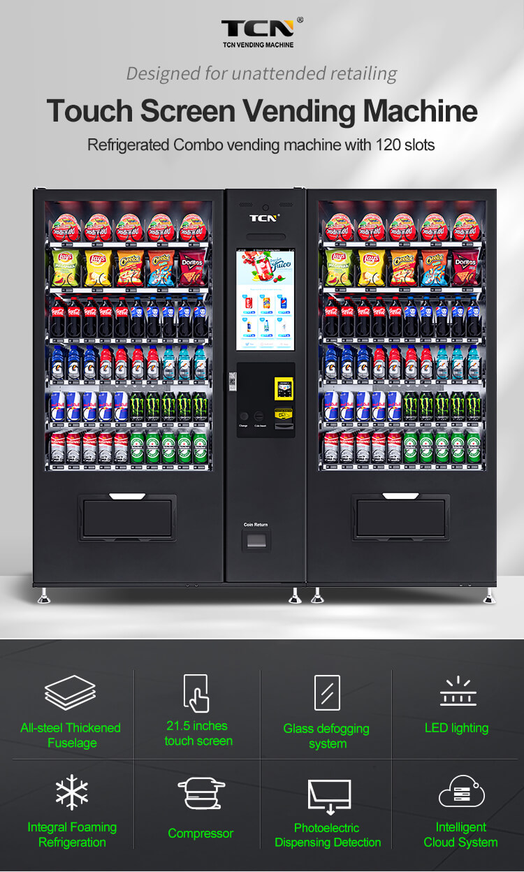 Touch Screen Vending Machine
Refrigerated Combo vending machine with120 slots