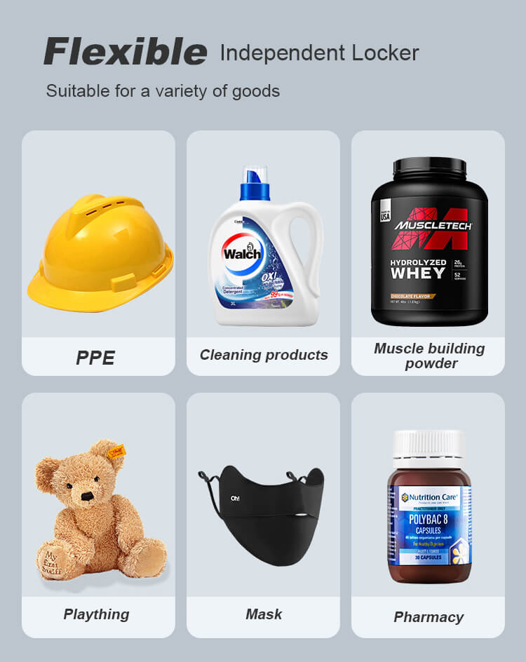Sistema de casilleros independientes flexibles para máquinas expendedoras TCN adecuados para EPI, farmacia, cosméticos y otros artículos minoristas.