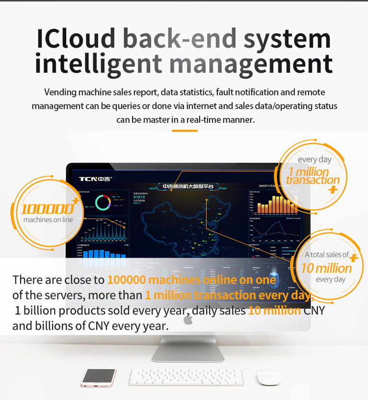 ICloud back-end system for intelligent management and real-time sales reporting of TCN-NCF-4N coffee vending machines