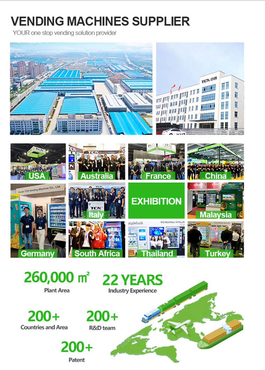 TCN, experto global en máquinas expendedoras con más de 10 años de experiencia en el sector, ofrece productos fiables y soporte profesional.