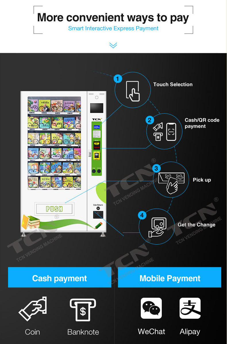 લવચીક ચુકવણી વિકલ્પો સાથે TCN વેન્ડિંગ મશીન