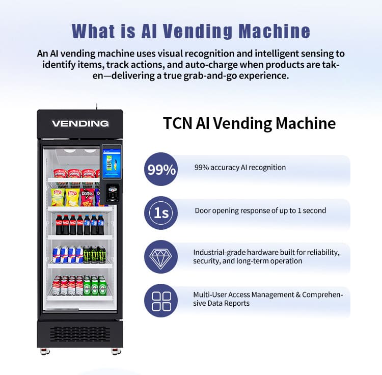 Explicación de la tecnología de reconocimiento visual para la máquina expendedora TCN AI: experiencia de compra inmediata con detección inteligente y sistema de carga automática